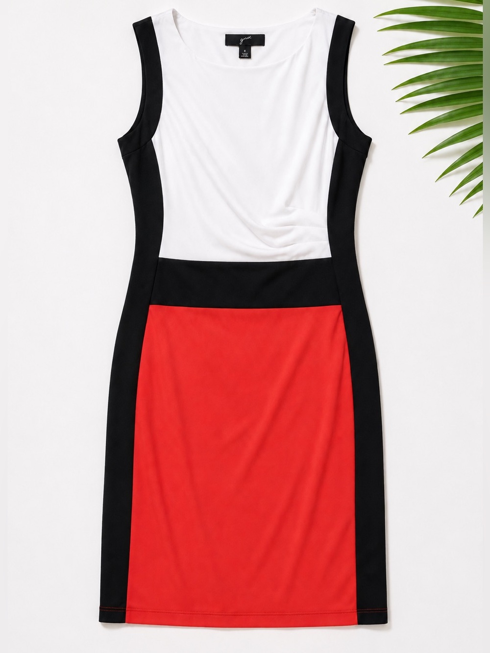 * GNW Sleeveless Color Block Dress Size 8 Figure Flattering Stretch Midi - Picture 3 of 9